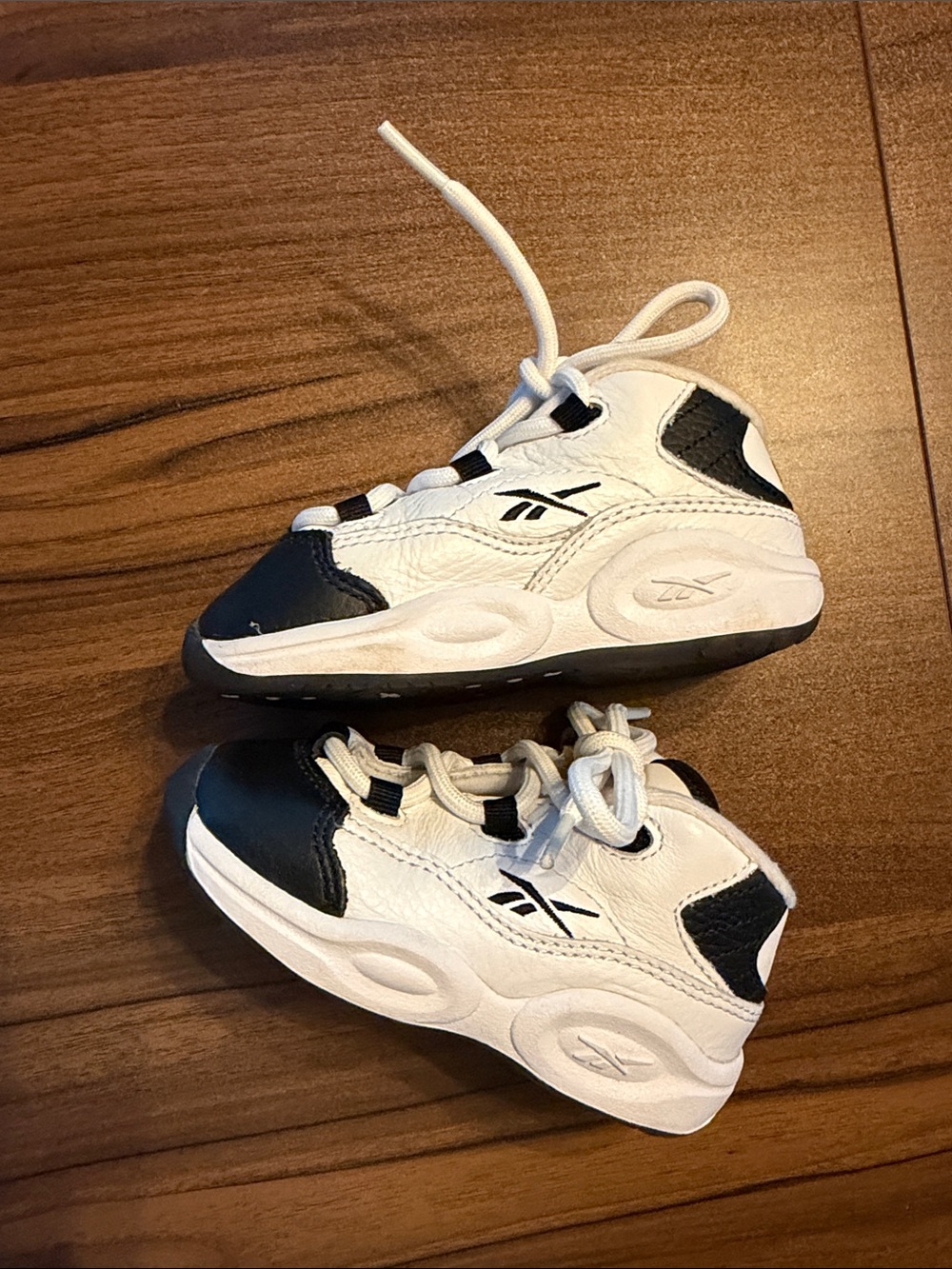 Reebok Kids White and Black High-Top Sneakers
